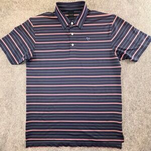 Dunning Golf Polo Shirt Mens‎ Large Striped Blue Red Performance sporty stretch